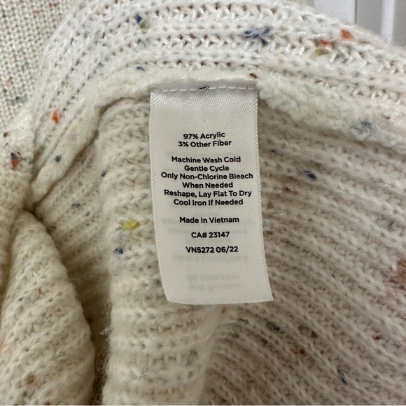 Talbots Half Zip Mockneck Pullover Speckled Off White Quarter Zip with Pocket - Picture 9 of 10